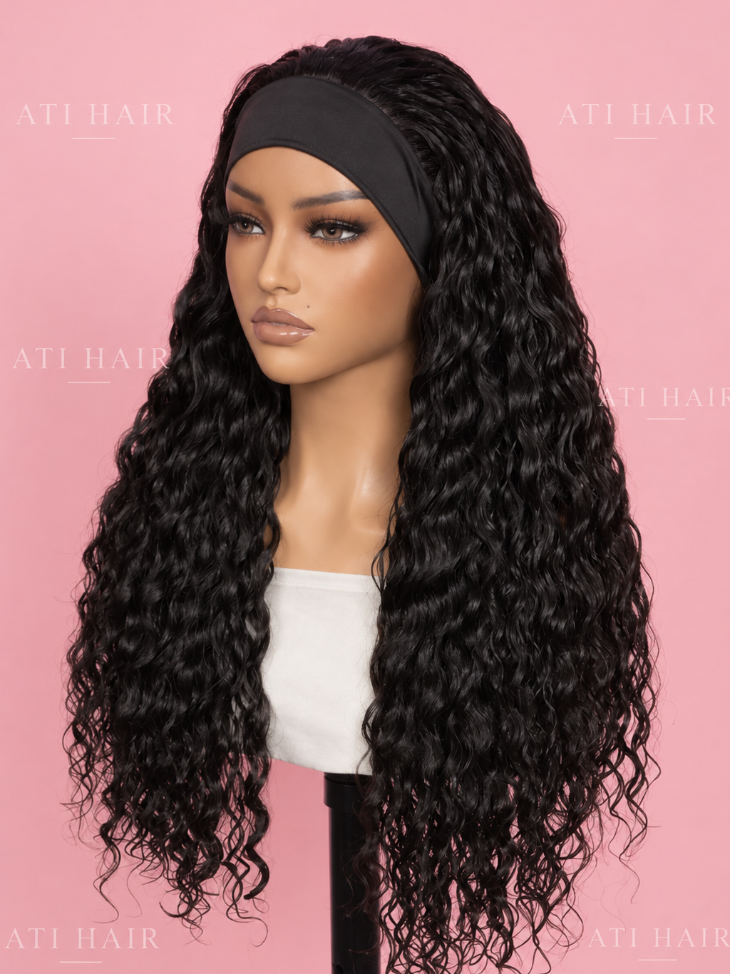 Head band wig curly